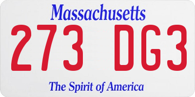 MA license plate 273DG3