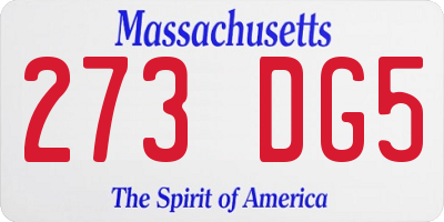 MA license plate 273DG5