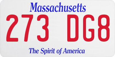 MA license plate 273DG8