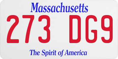 MA license plate 273DG9