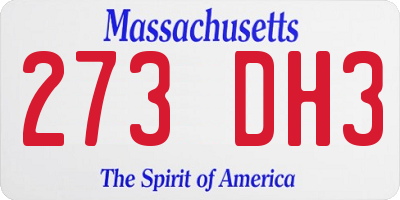 MA license plate 273DH3