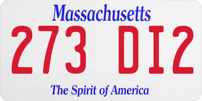 MA license plate 273DI2
