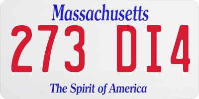 MA license plate 273DI4