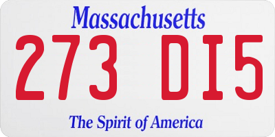 MA license plate 273DI5