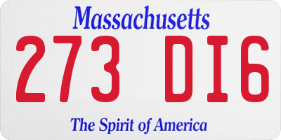 MA license plate 273DI6