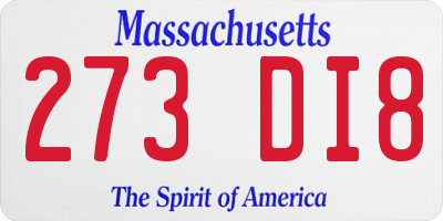 MA license plate 273DI8