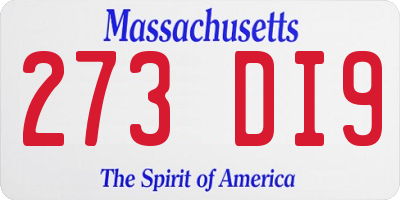 MA license plate 273DI9