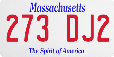 MA license plate 273DJ2