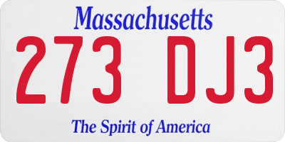 MA license plate 273DJ3