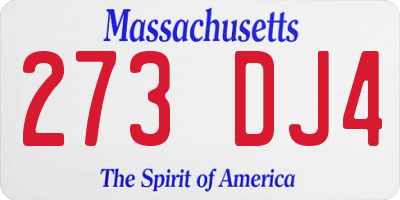 MA license plate 273DJ4