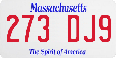 MA license plate 273DJ9