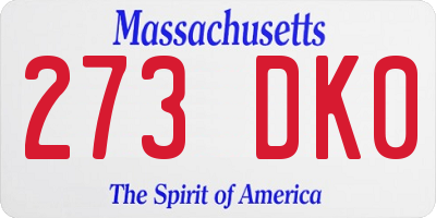 MA license plate 273DK0
