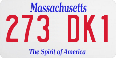 MA license plate 273DK1