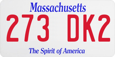 MA license plate 273DK2