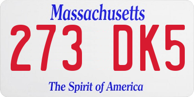 MA license plate 273DK5