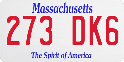 MA license plate 273DK6