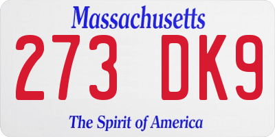 MA license plate 273DK9