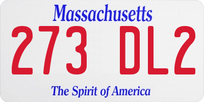 MA license plate 273DL2