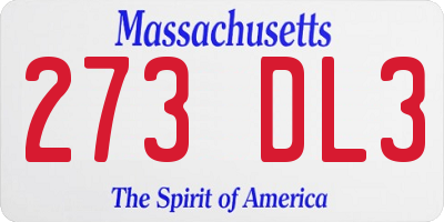 MA license plate 273DL3