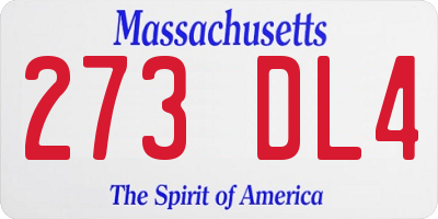 MA license plate 273DL4