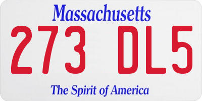 MA license plate 273DL5