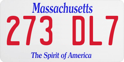 MA license plate 273DL7