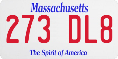 MA license plate 273DL8