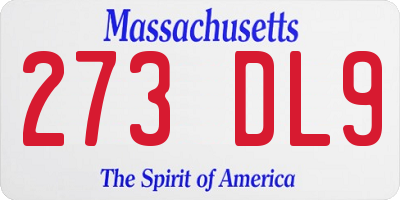 MA license plate 273DL9