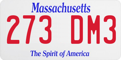 MA license plate 273DM3
