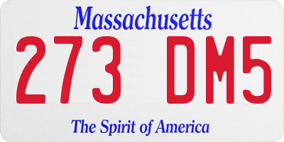 MA license plate 273DM5