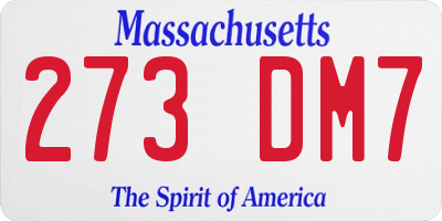 MA license plate 273DM7