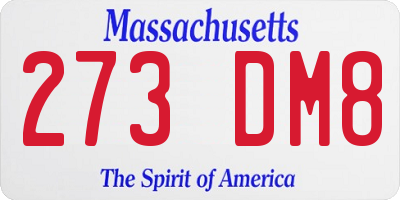 MA license plate 273DM8