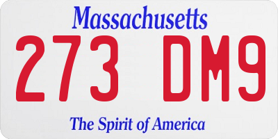 MA license plate 273DM9