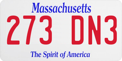MA license plate 273DN3