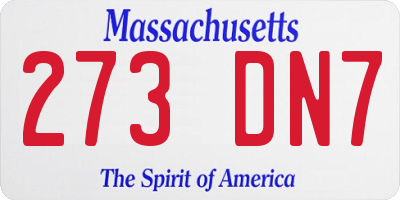 MA license plate 273DN7