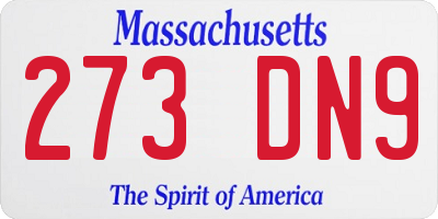 MA license plate 273DN9