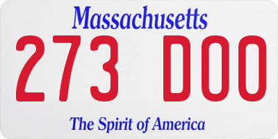 MA license plate 273DO0