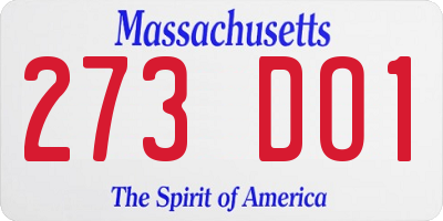 MA license plate 273DO1