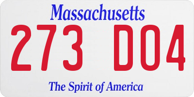 MA license plate 273DO4