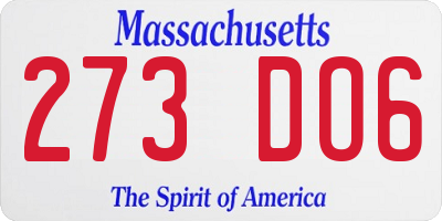 MA license plate 273DO6