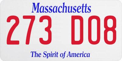 MA license plate 273DO8