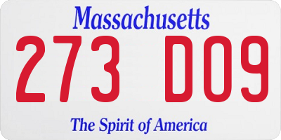 MA license plate 273DO9