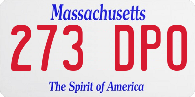 MA license plate 273DP0