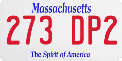 MA license plate 273DP2