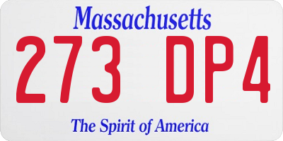 MA license plate 273DP4