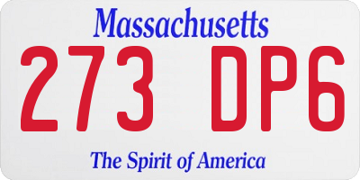 MA license plate 273DP6