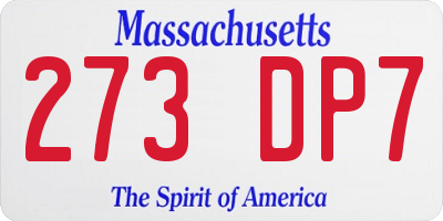 MA license plate 273DP7