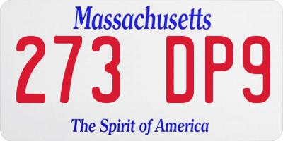 MA license plate 273DP9