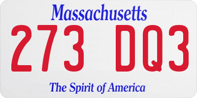 MA license plate 273DQ3