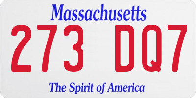 MA license plate 273DQ7